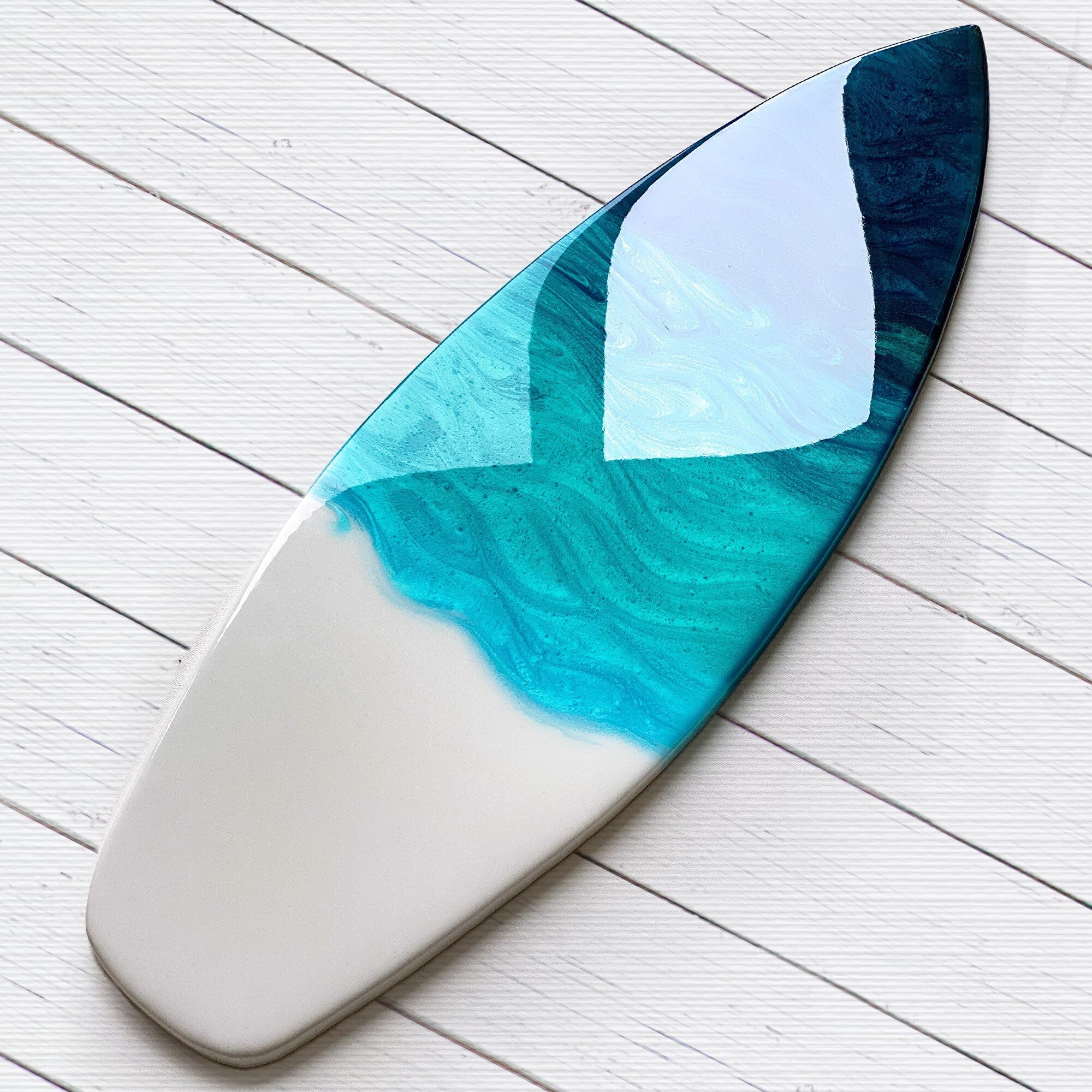 Abstract Painting on Bamboo Surfboard – Artist Lisa Marie