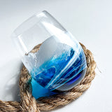 Ocean waves stemless wine glass