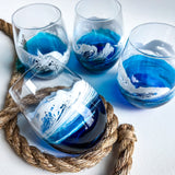 Ocean waves stemless wine glass