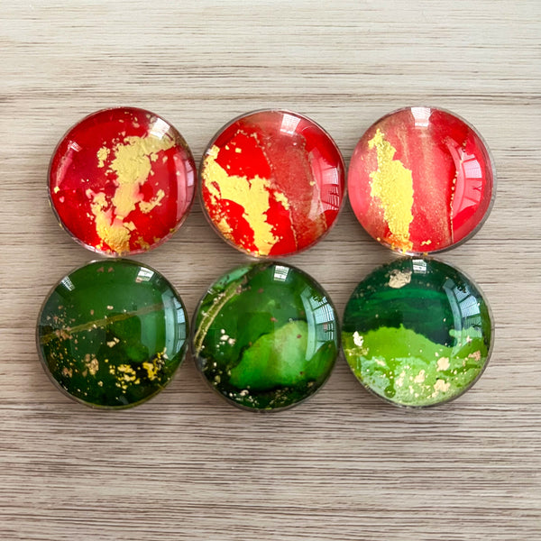 Holiday alcohol ink magnets