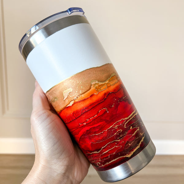 Hand-Painted Orange Red Ombré Tumbler