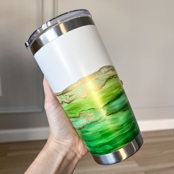 Hand-Painted Green Tumbler