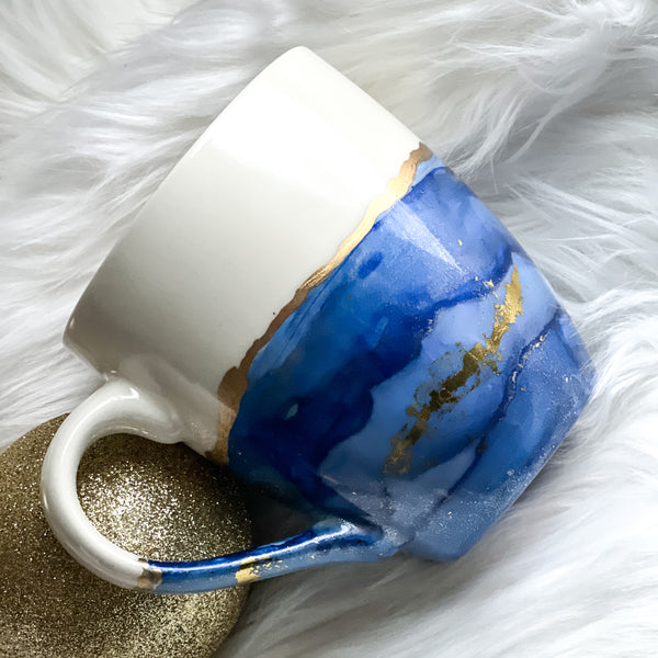 Hand-Painted Ceramic Mug, Colorful Custom Mug, Alcohol Ink Mug