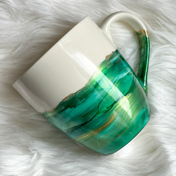 Hand-Painted Ceramic Mug, Colorful Custom Mug, Alcohol Ink Mug