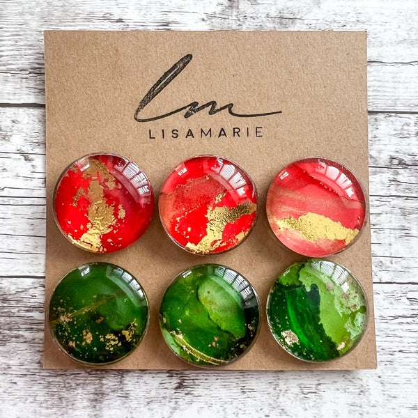 Holiday alcohol ink magnets