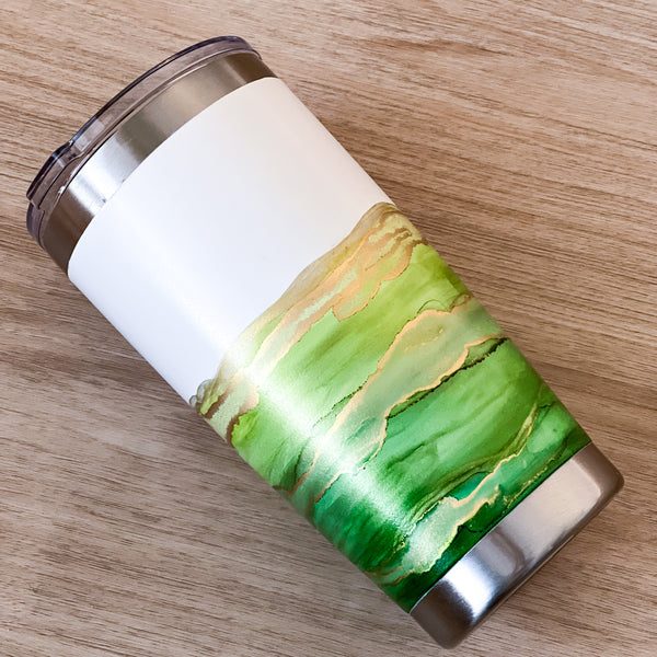 Hand-Painted Green Tumbler