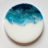 Blue, Turquoise & White Ombre Abstract Art Coasters (Set of 2)