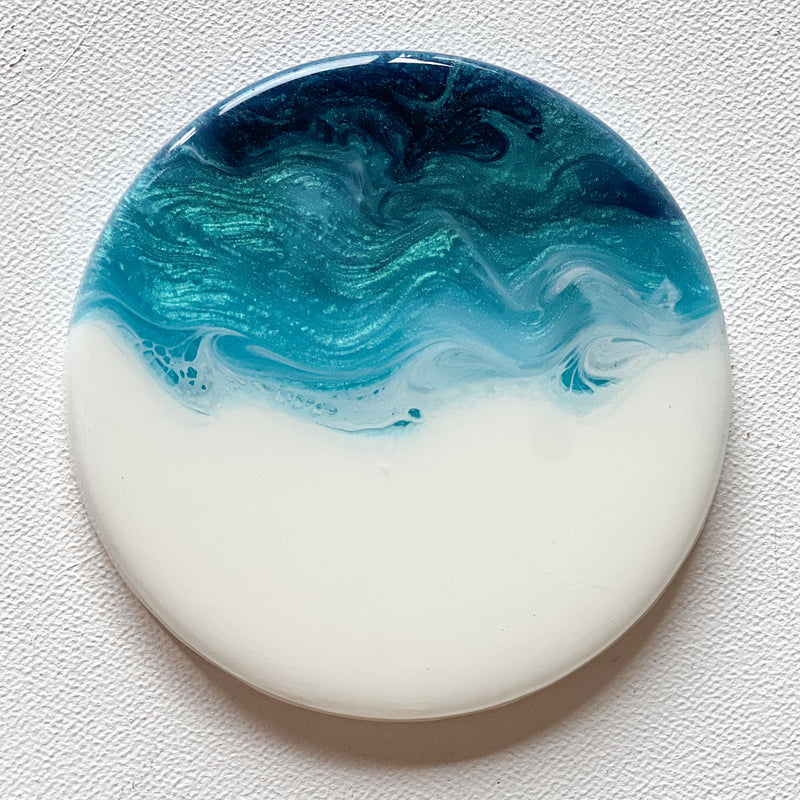 Blue, Turquoise & White Ombre Abstract Art Coasters (Set of 2)