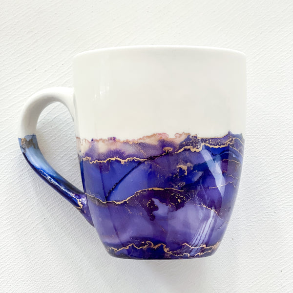 Hand-Painted Ceramic Mug, Colorful Custom Mug, Alcohol Ink Mug