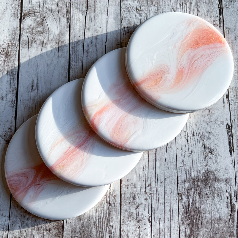Pink Coaster Set Shimmering Blush Pink Coasters (Set of 4) – Artist Lisa Marie