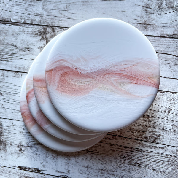 Shimmering Blush Pink Coasters (Set of 4)