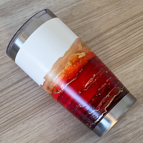 Hand-Painted Orange Red Ombré Tumbler