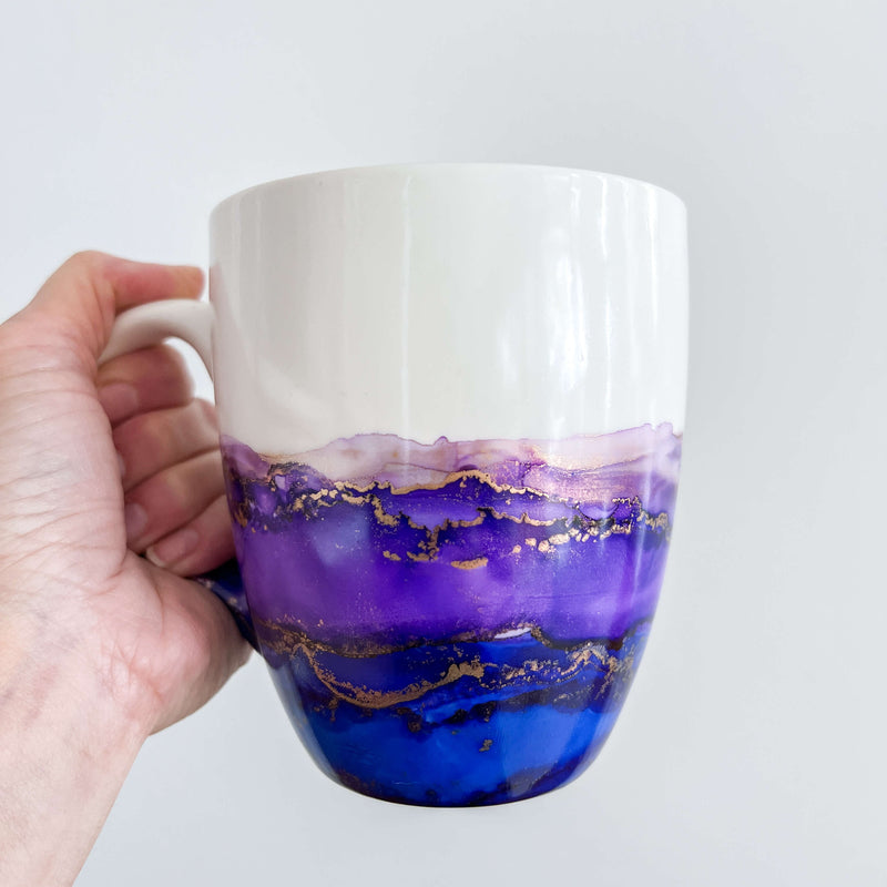 Hand-Painted Ceramic Mug, Colorful Custom Mug, Alcohol Ink Mug