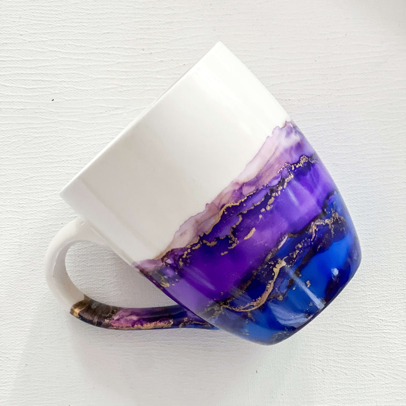 Hand-Painted Ceramic Mug, Colorful Custom Mug, Alcohol Ink Mug