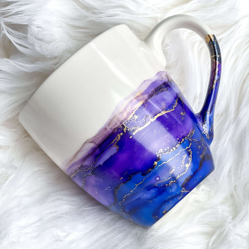 Hand-Painted Ceramic Mug, Colorful Custom Mug, Alcohol Ink Mug