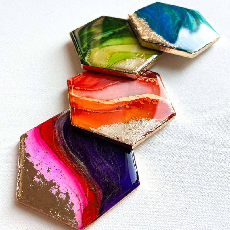 Lisa Marie Resin and Alcohol Ink Coasters