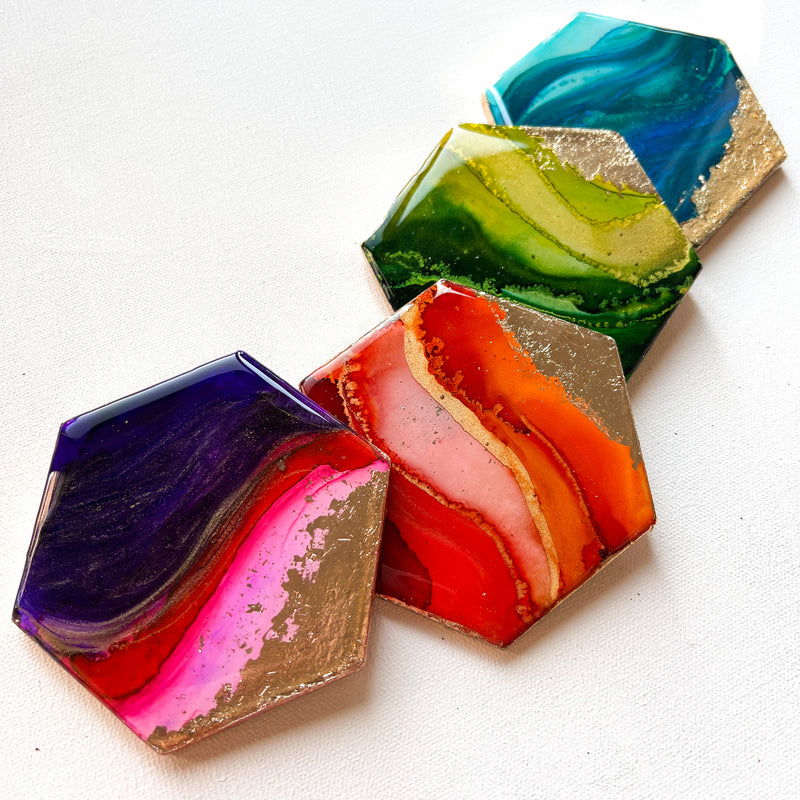 Lisa Marie Resin and Alcohol Ink Coasters