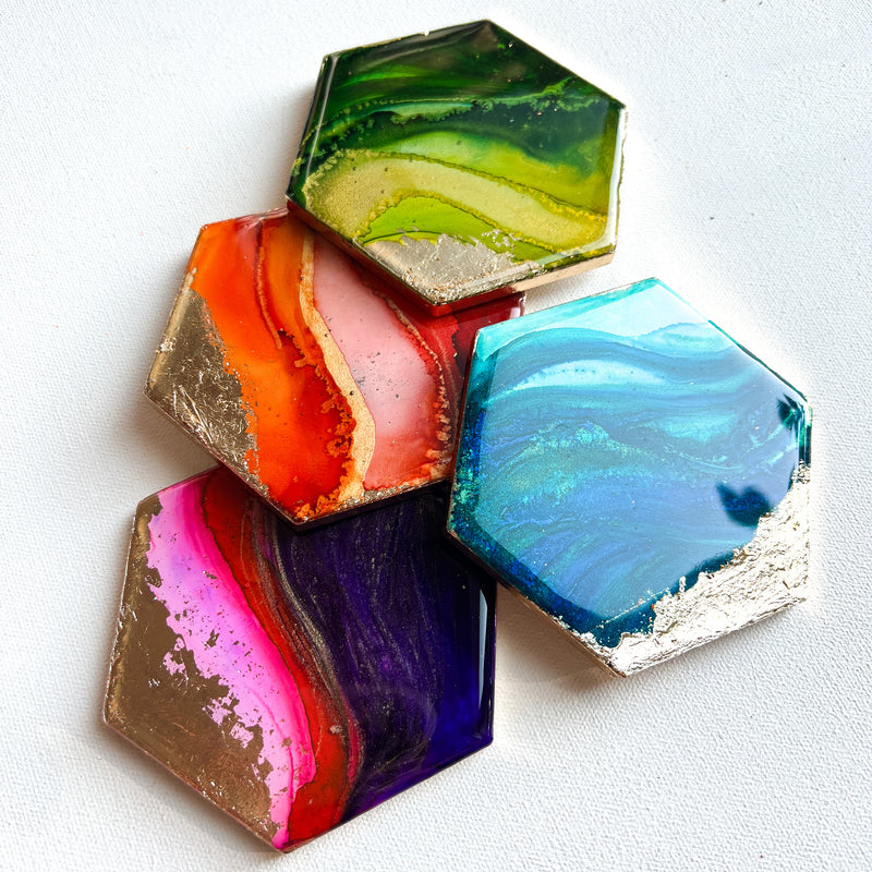 Lisa Marie Resin and Alcohol Ink Coasters