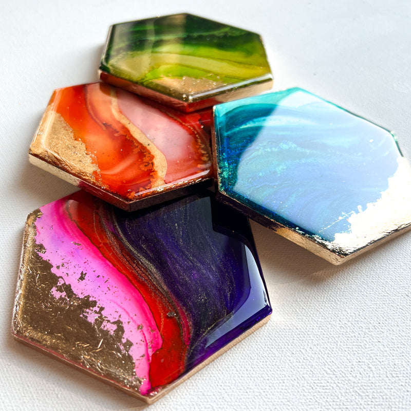 Lisa Marie Resin and Alcohol Ink Coasters