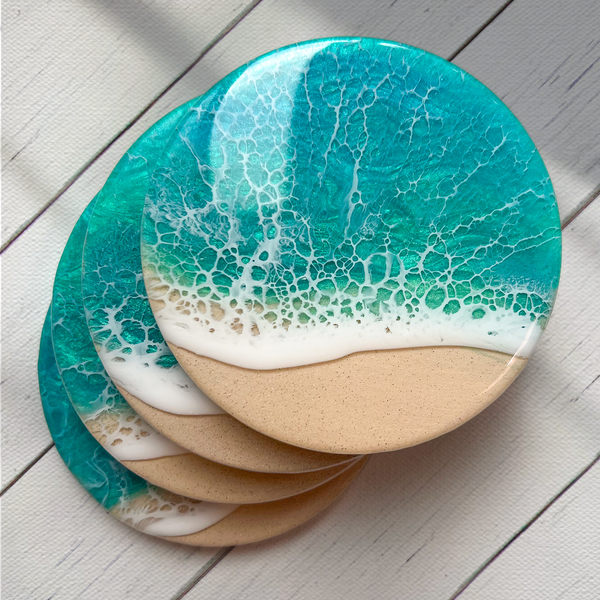 Turquoise Beach Coasters (Set of 4)