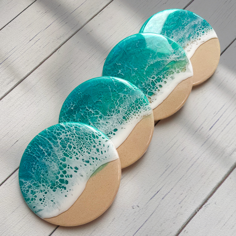 Turquoise Beach Coasters (Set of 4)