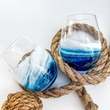 Ocean Waves Crystal Wine Glasses (Set of 2)