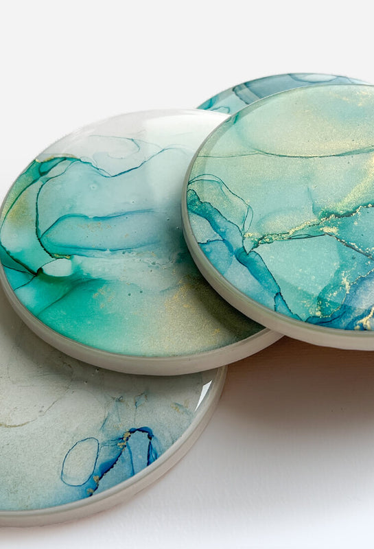 Blue & White Abstract Art Coasters (Set of 2) – Artist Lisa Marie
