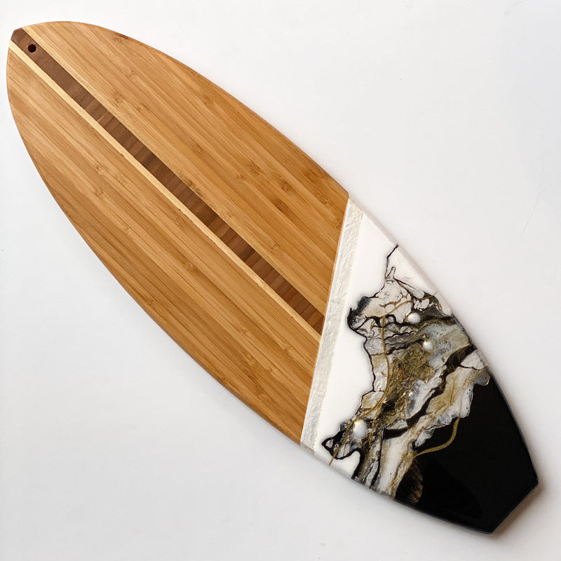 Abstract Painting on Bamboo Surfboard – Artist Lisa Marie