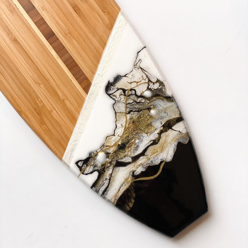 Abstract Painting on Bamboo Surfboard – Artist Lisa Marie