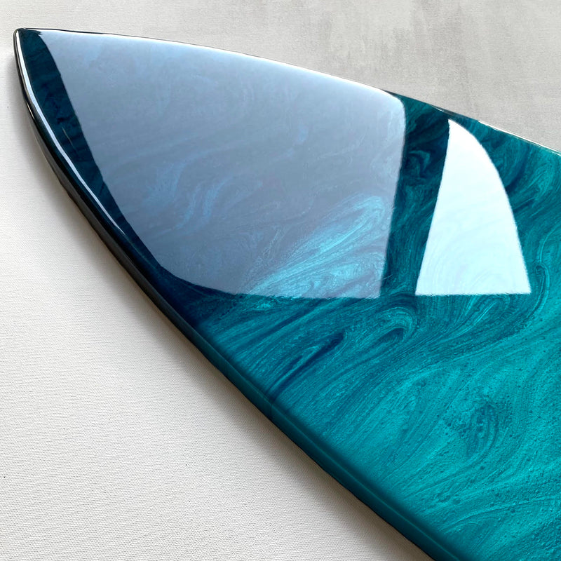 Abstract Painting on Bamboo Surfboard – Artist Lisa Marie