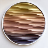 sculpted panel wall art with purple, pink and gold colors