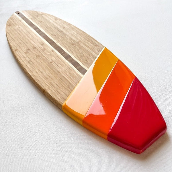 Sunset Stripes on Hardwood Surfboard