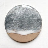 Sparkling Silver Ocean Beach Coasters (Set of 4)