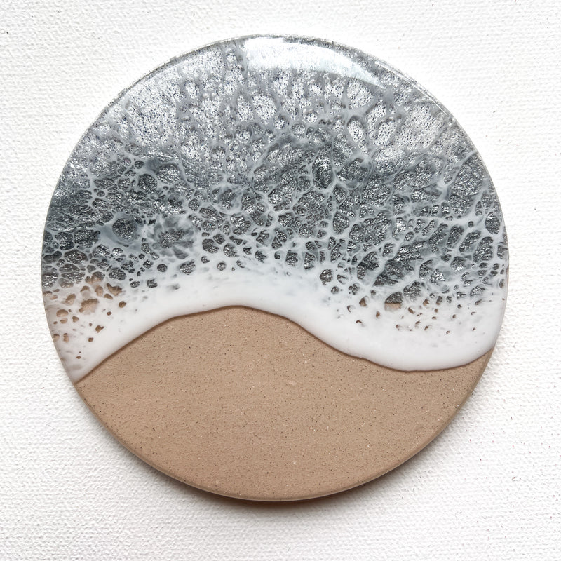 Sparkling Silver Ocean Beach Coasters (Set of 4)