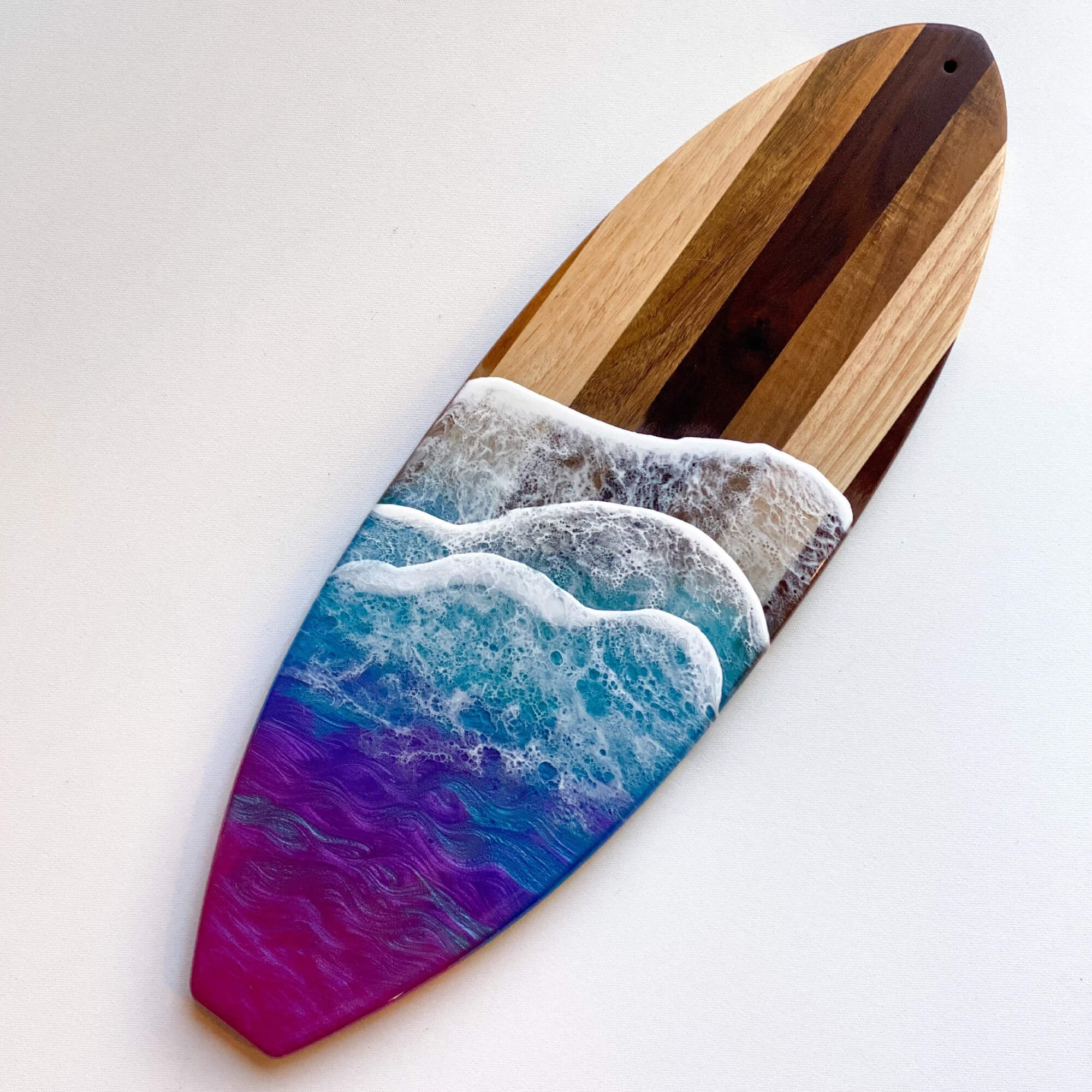 Turquoise, Purple & Magenta Ocean Surfboard – Artist Lisa Marie