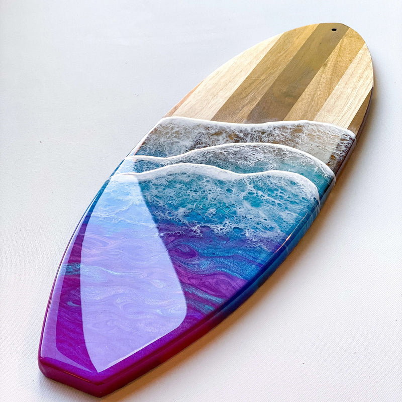 Turquoise, Purple & Magenta Ocean Surfboard – Artist Lisa Marie