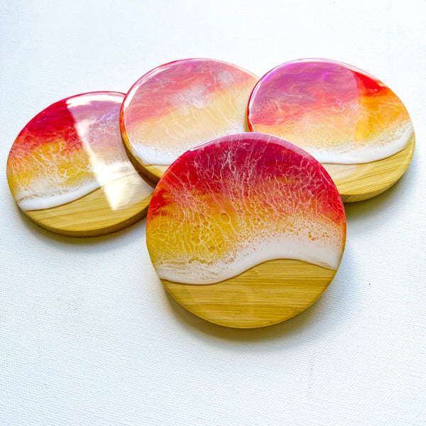 Sunset Beach Bamboo Coasters (Set of 4)